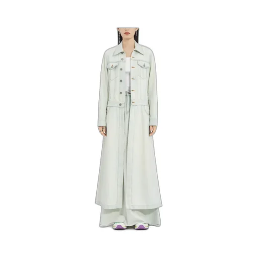 Denim Long-Sleeved Midi Dress