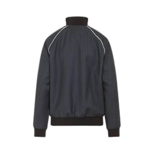 Pinstriped Zipper Blouson Jacket