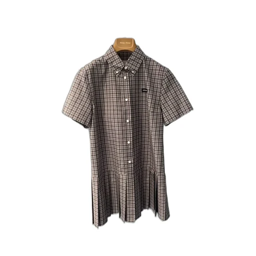 Checked Pleated Dress