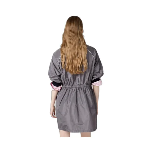 Short-Sleeved Drawstring Zip-Up Dress
