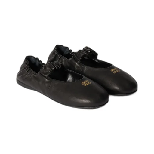 Ruched Nappa Leather Ballerinas