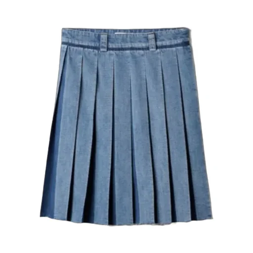 Pleated Denim Skirt