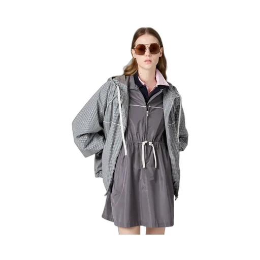 Short-Sleeved Drawstring Zip-Up Dress
