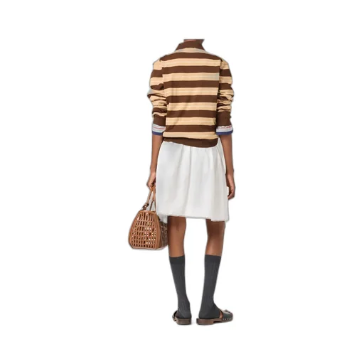 Long-Sleeved Knitted Striped Polo Shirt