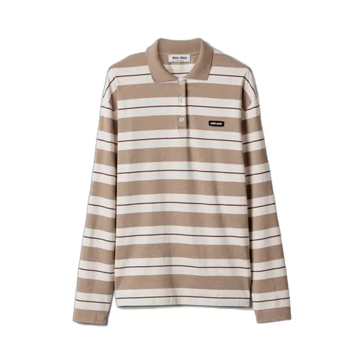 Long-Sleeved Striped Polo Shirt