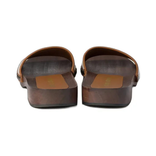 Canvas And Leather Clogs
