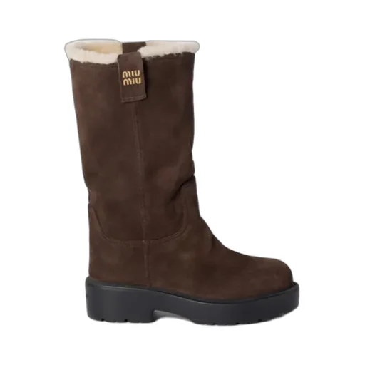 Suede And Shearling Mid-Calf Boot
