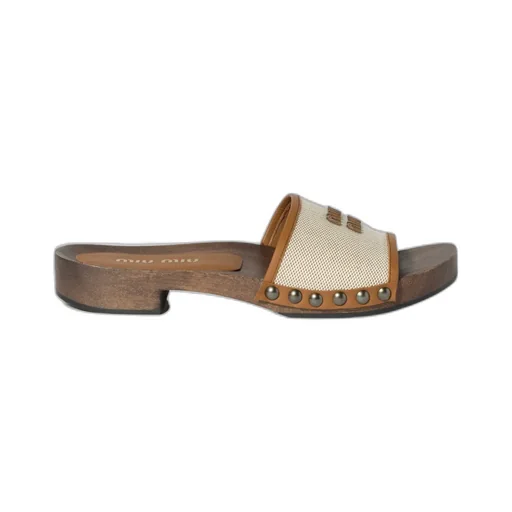 Canvas And Leather Clogs