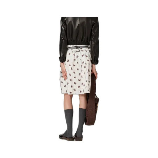Printed Slubbed Poplin Skirt