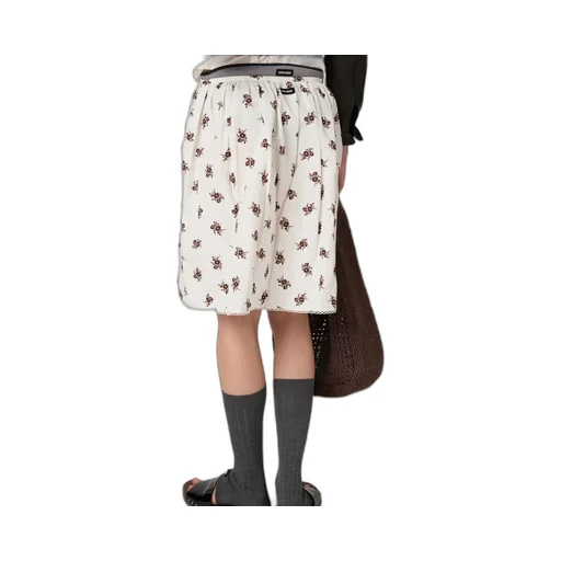 Printed Slubbed Poplin Skirt
