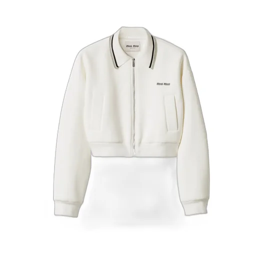 Zipped Cropped Piquet Jacket