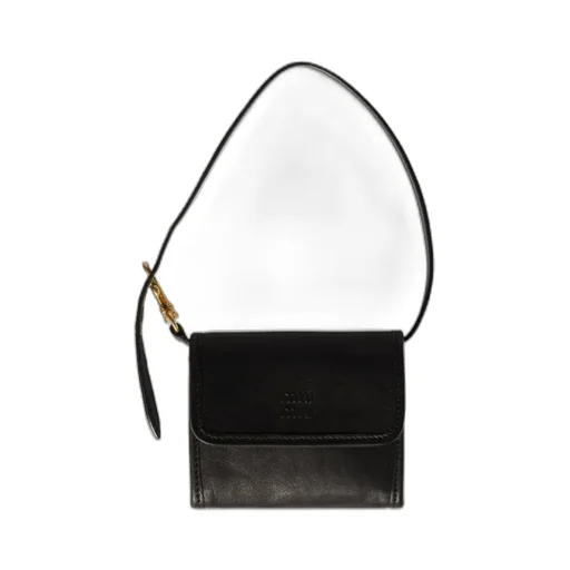 Nappa Leather Wallet With Shoulder Strap