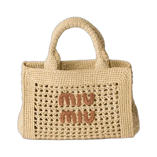 Raffia-Effect Woven Handbag