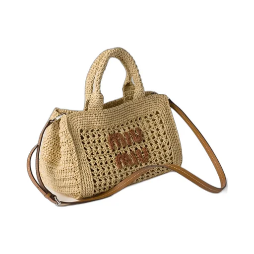 Raffia-Effect Woven Handbag