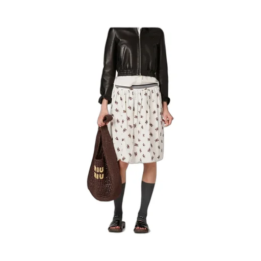 Printed Slubbed Poplin Skirt