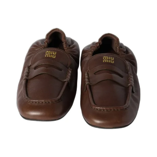 Embossed-Logo Square Toe Loafers