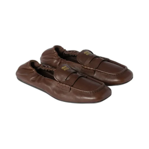 Embossed-Logo Square Toe Loafers