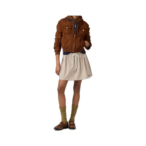Checked Drawstring Mini Skirt