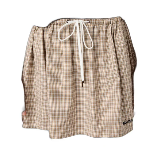 Checked Drawstring Mini Skirt