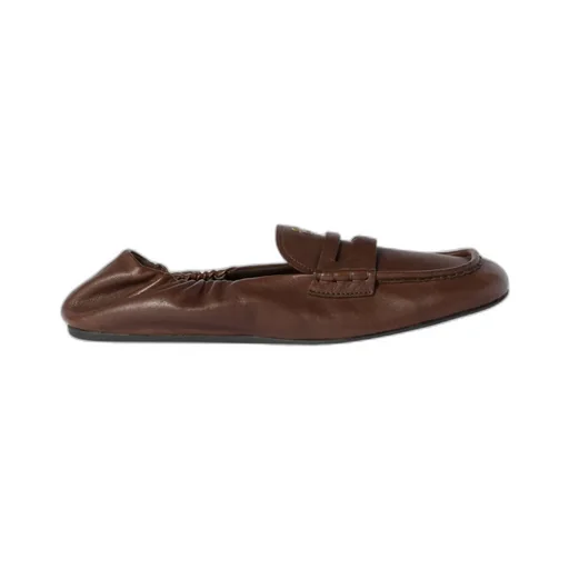 Embossed-Logo Square Toe Loafers