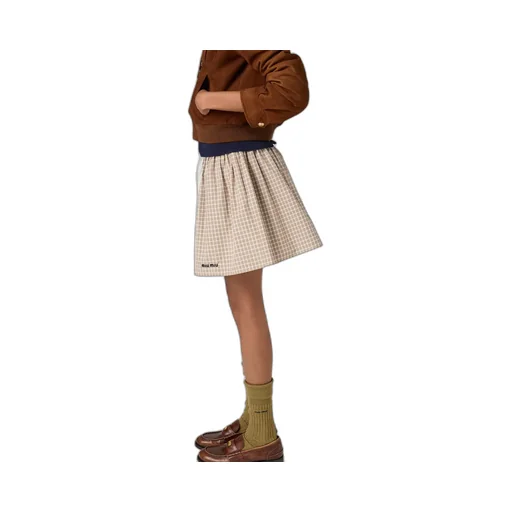 Checked Drawstring Mini Skirt