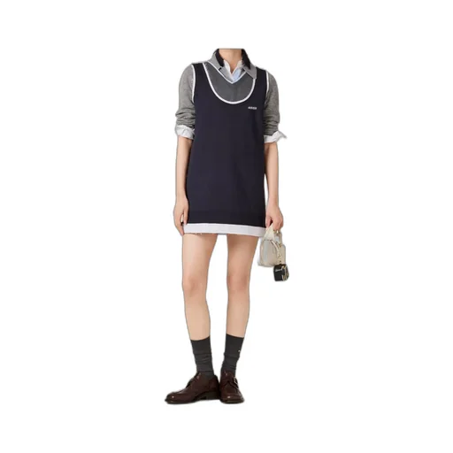 Knit And Poplin Mini-Dress