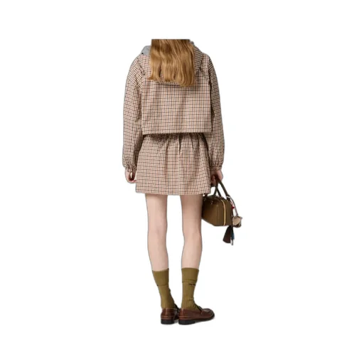Gingham Check Technical Fabric Skirt
