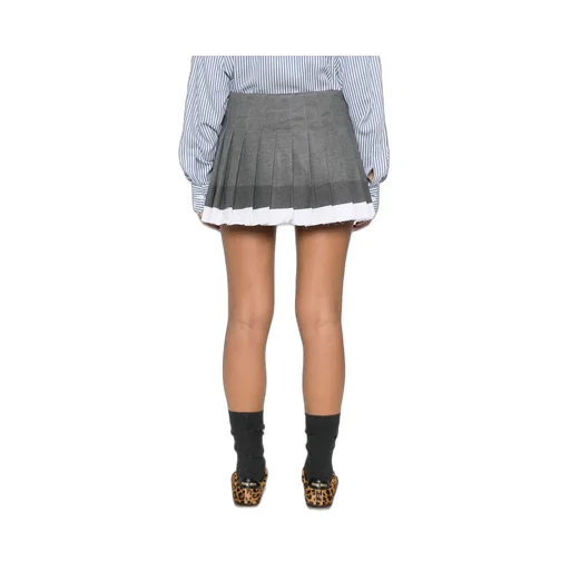 Logo-Patch Pleated Knitted Mini Skirt