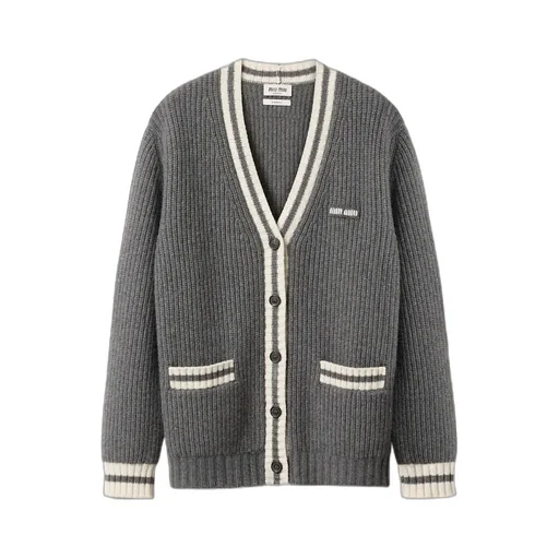 Ribbed Knit Wool And Cashmere Cardigan