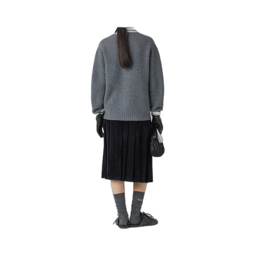 Ribbed Knit Wool And Cashmere Cardigan