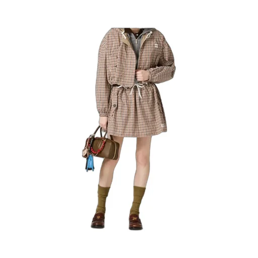 Gingham Check Technical Fabric Skirt
