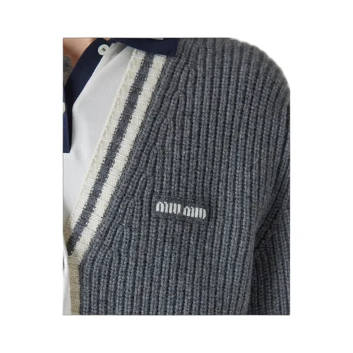 Ribbed Knit Wool And Cashmere Cardigan