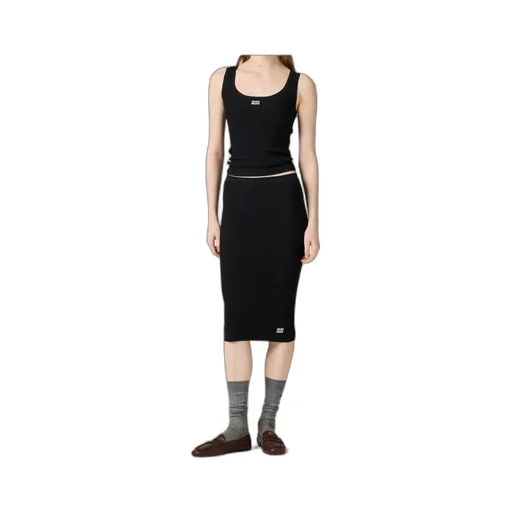 Logo-Embroidered Knitted Skirt