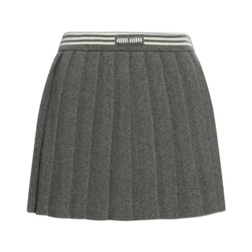 Pleated Knitted Mini Skirt