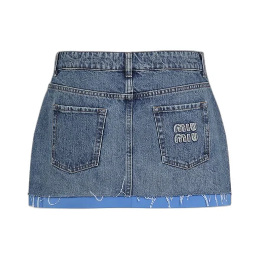 Denim And Poplin Miniskirt