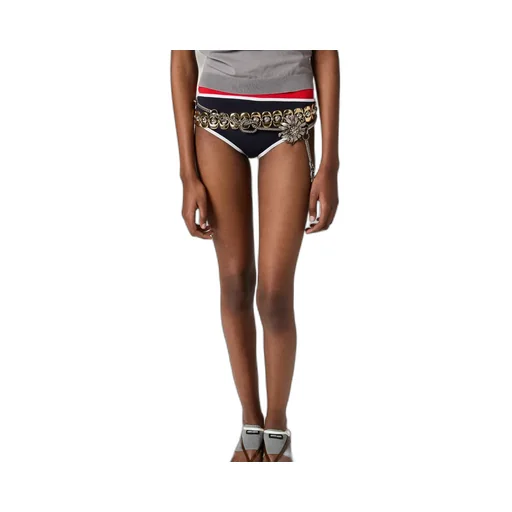 Logo-Patch Ribbed Bikini Bottoms