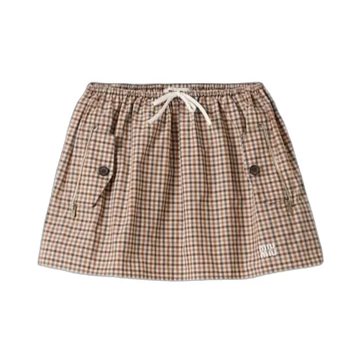 Gingham Check Technical Fabric Skirt