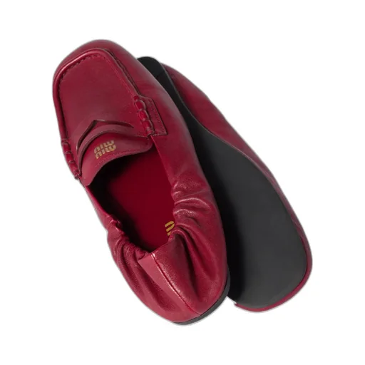 Embossed-Logo Square Toe Loafers