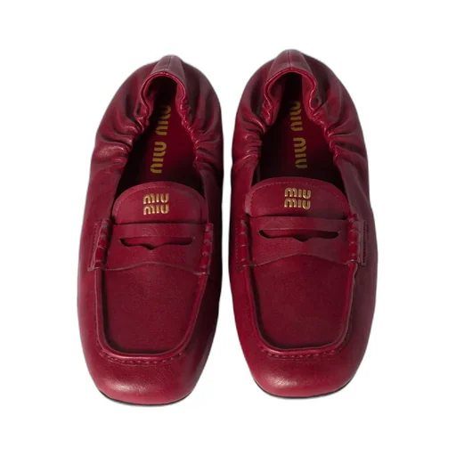 Embossed-Logo Square Toe Loafers
