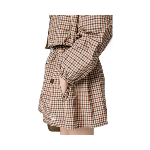 Gingham Check Technical Fabric Skirt