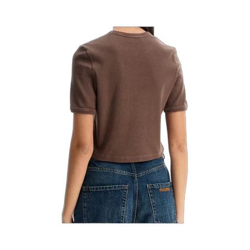 Crewneck Cropped Ribbed T-Shirt