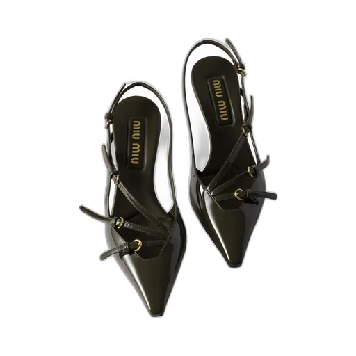Patent Leather Slingbacks With Buckles