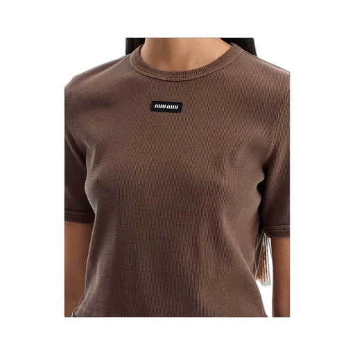 Crewneck Cropped Ribbed T-Shirt