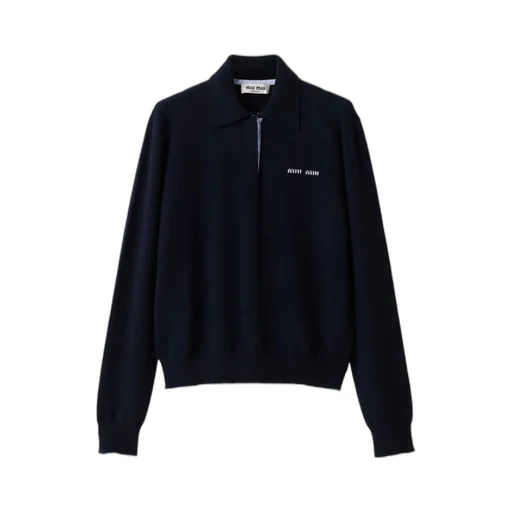 Long-Sleeved Knitted Polo Shirt
