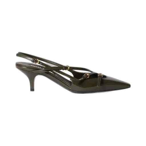 Patent Leather Slingbacks With Buckles
