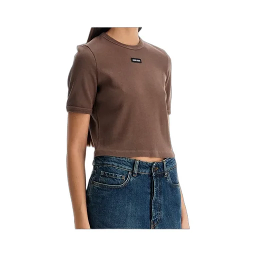 Crewneck Cropped Ribbed T-Shirt