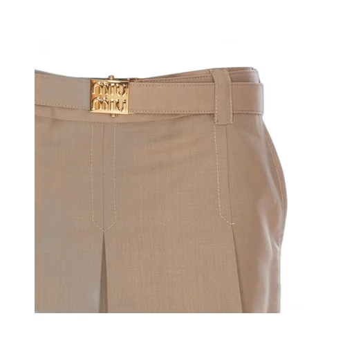 Belted Pleated Mini Skirt