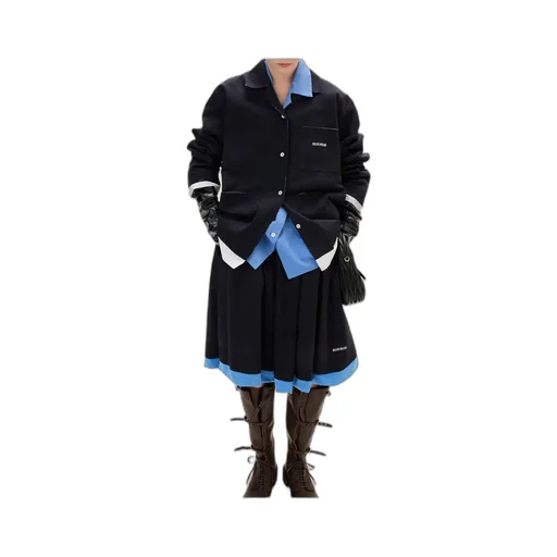 Knit And Poplin Skirt