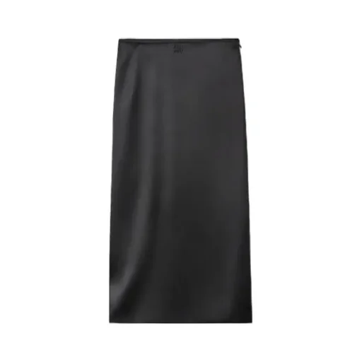 High-Waist Satin Midi Skirt
