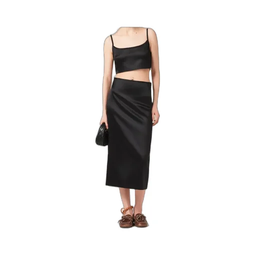 High-Waist Satin Midi Skirt